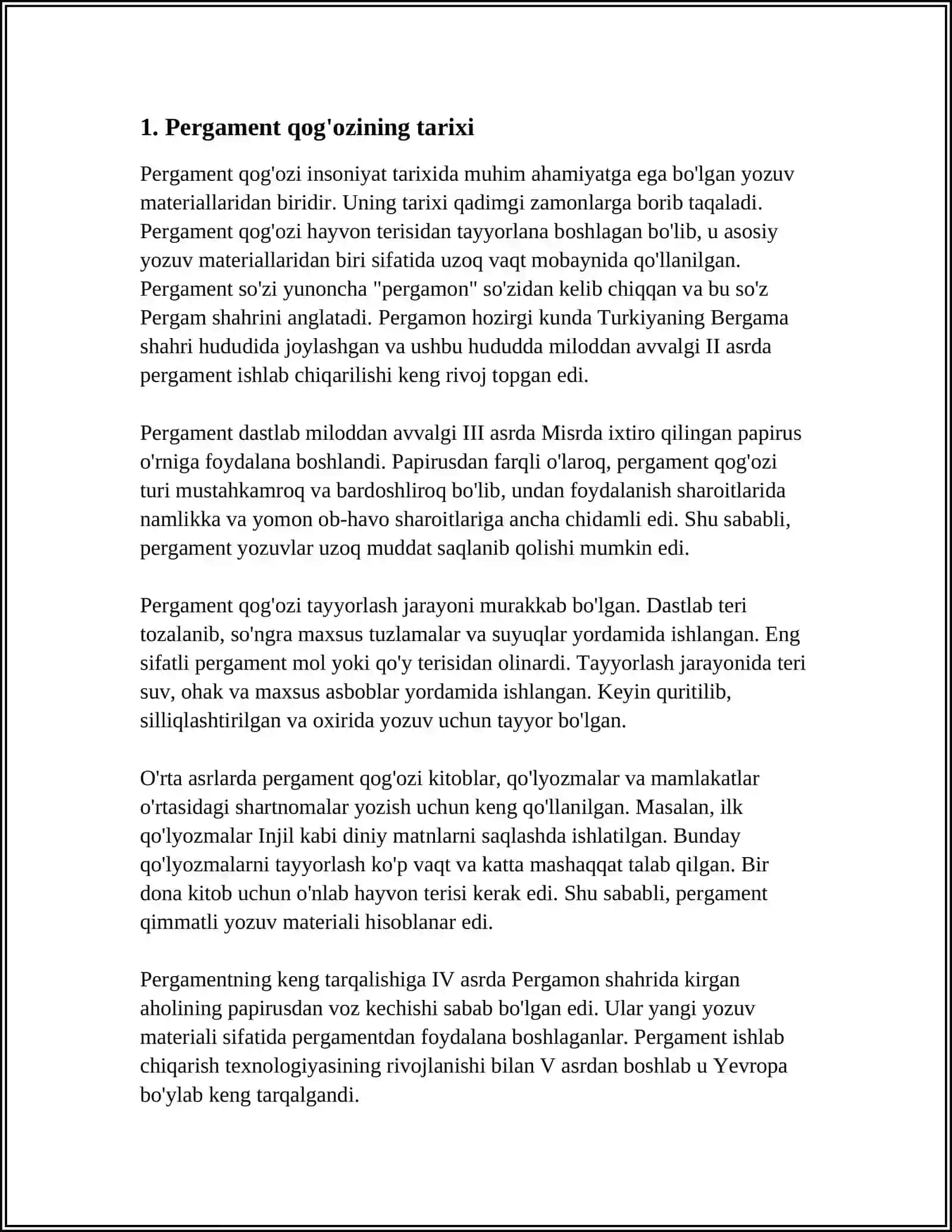 PERGAMENT QOG'OZ TURLARI 4