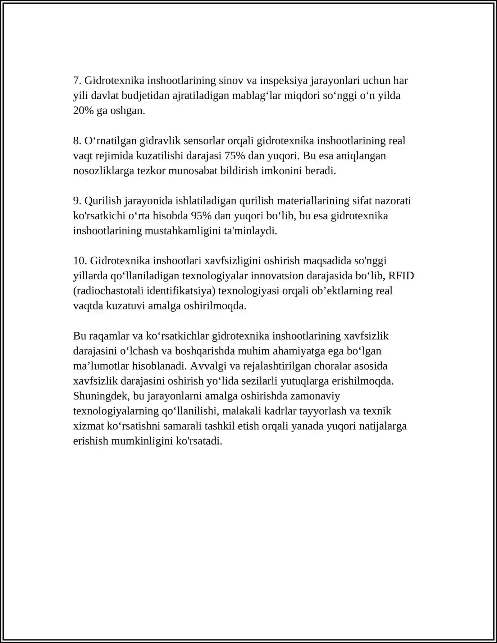 GIDROTEXNIKA INSHOOTLARINI XAVFSIZLIGINI OSHIRISH CHORA TADBIRLARI ISHLAB CHIQARISH SLAYD 4