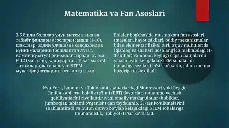 Maktabgacha ta'lim uzluksiz talimning bosh bògi 4