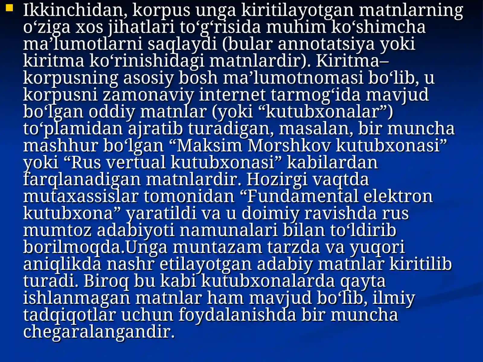 O`zbek tilining milliy korpusini yaratish muammolari 4