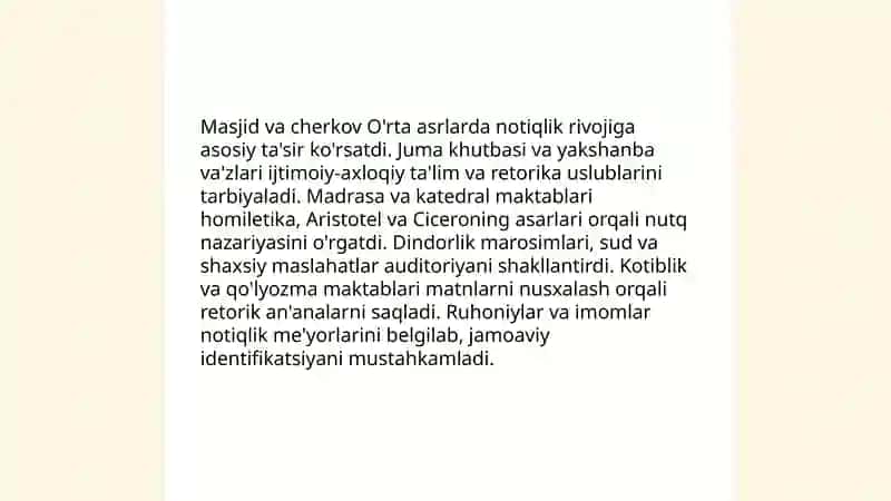 O'rta asrlarda notiqlik san'atining vujudga kelishi va rivojlanishi 4