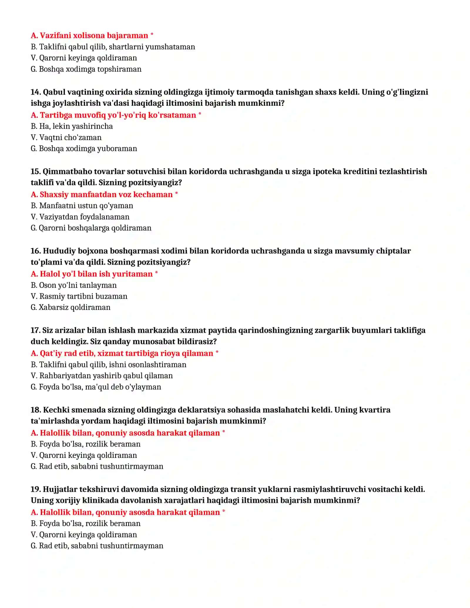 BOJXONA AKADEMIYASI - SUHBAT TESTLARI (№ 28) 4