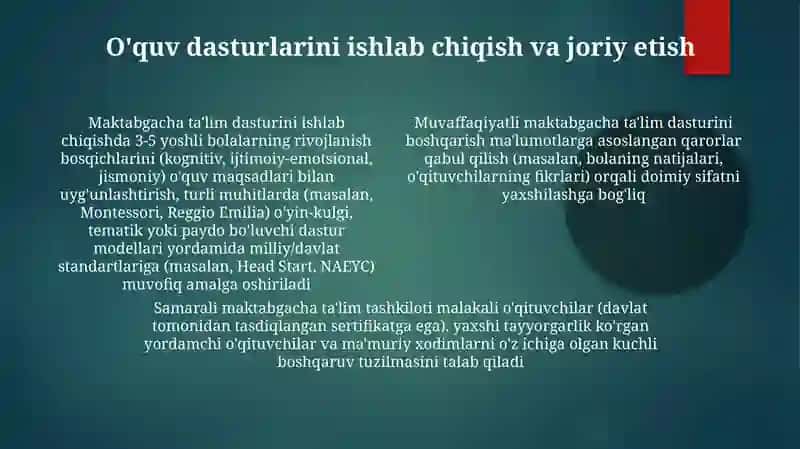 Maktabgacha ta'lim tashkiloti faoliyatini tashkil etish va boshqarish 4