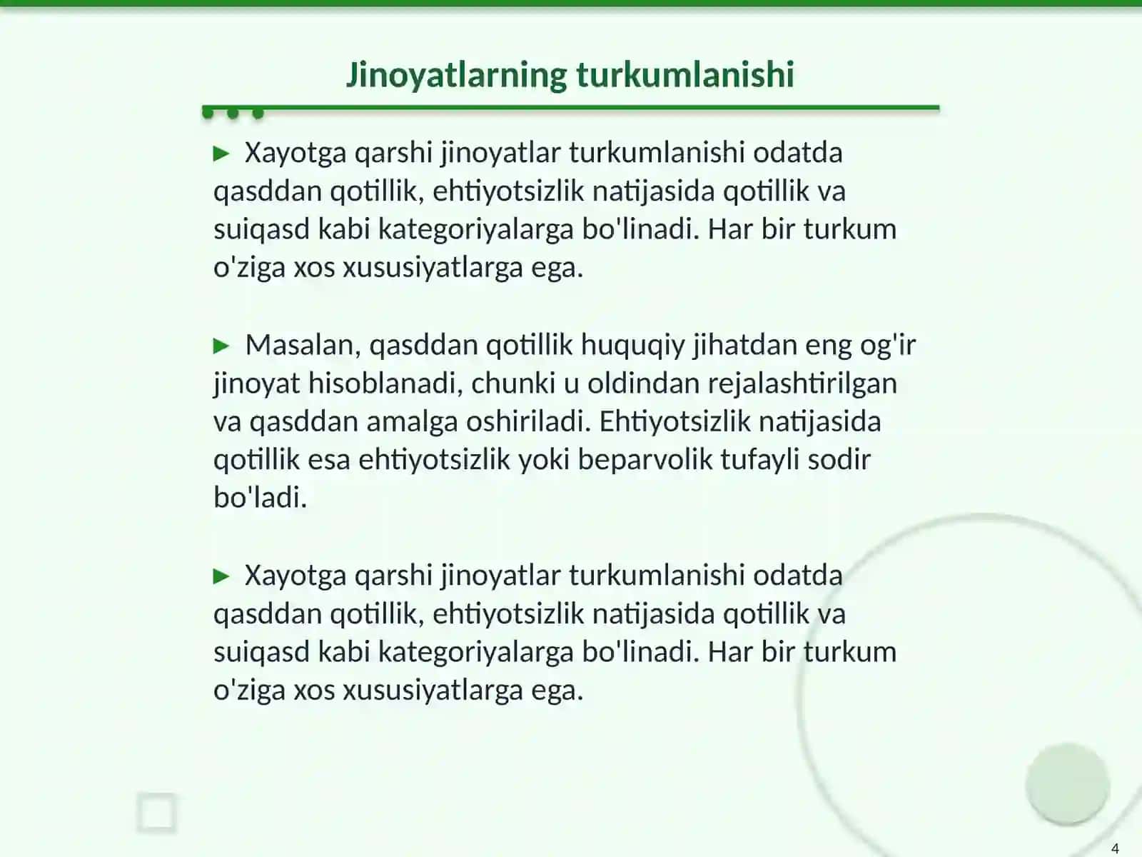 Xayotga qarshi jinoyatlar 4