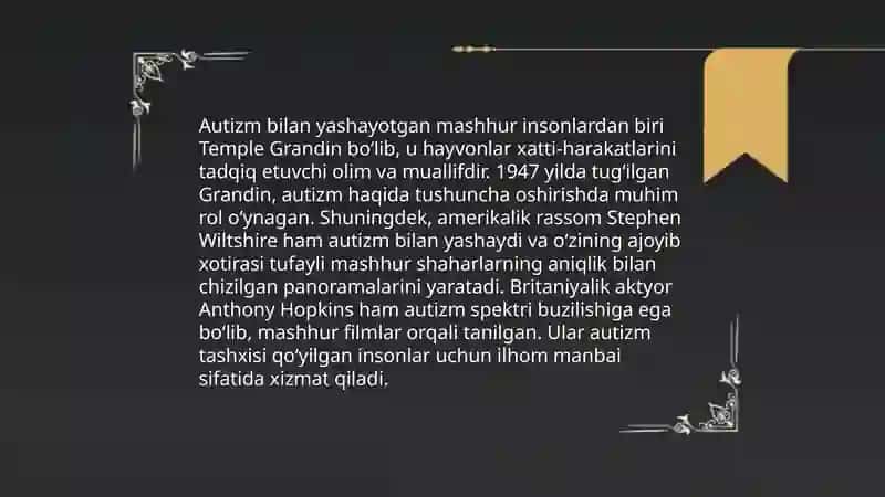 Daun va Autizm kassaligi bor mashxurlar 4
