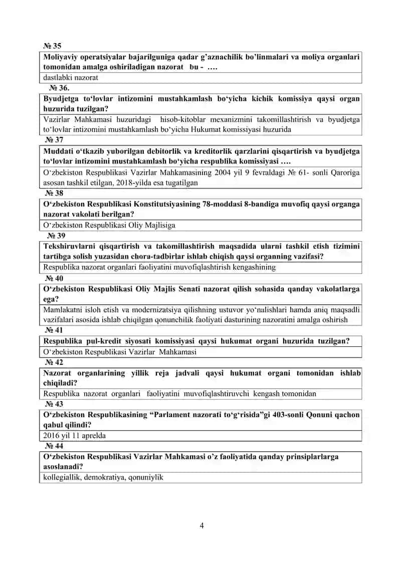 Moliyadan test tog'ri javoblari 4