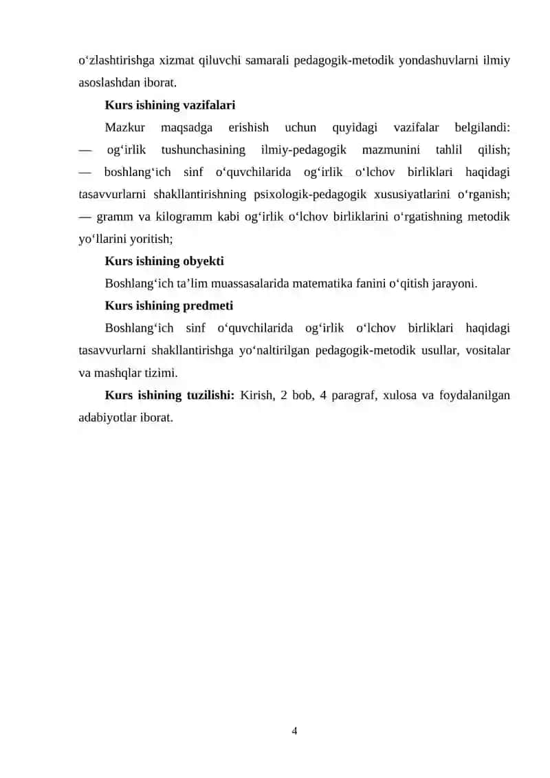 Boshlang'ich sinf o'quvchilarida og'irlik o'lchov birligi haqidagi tasavvurlarni shakllantirish 4