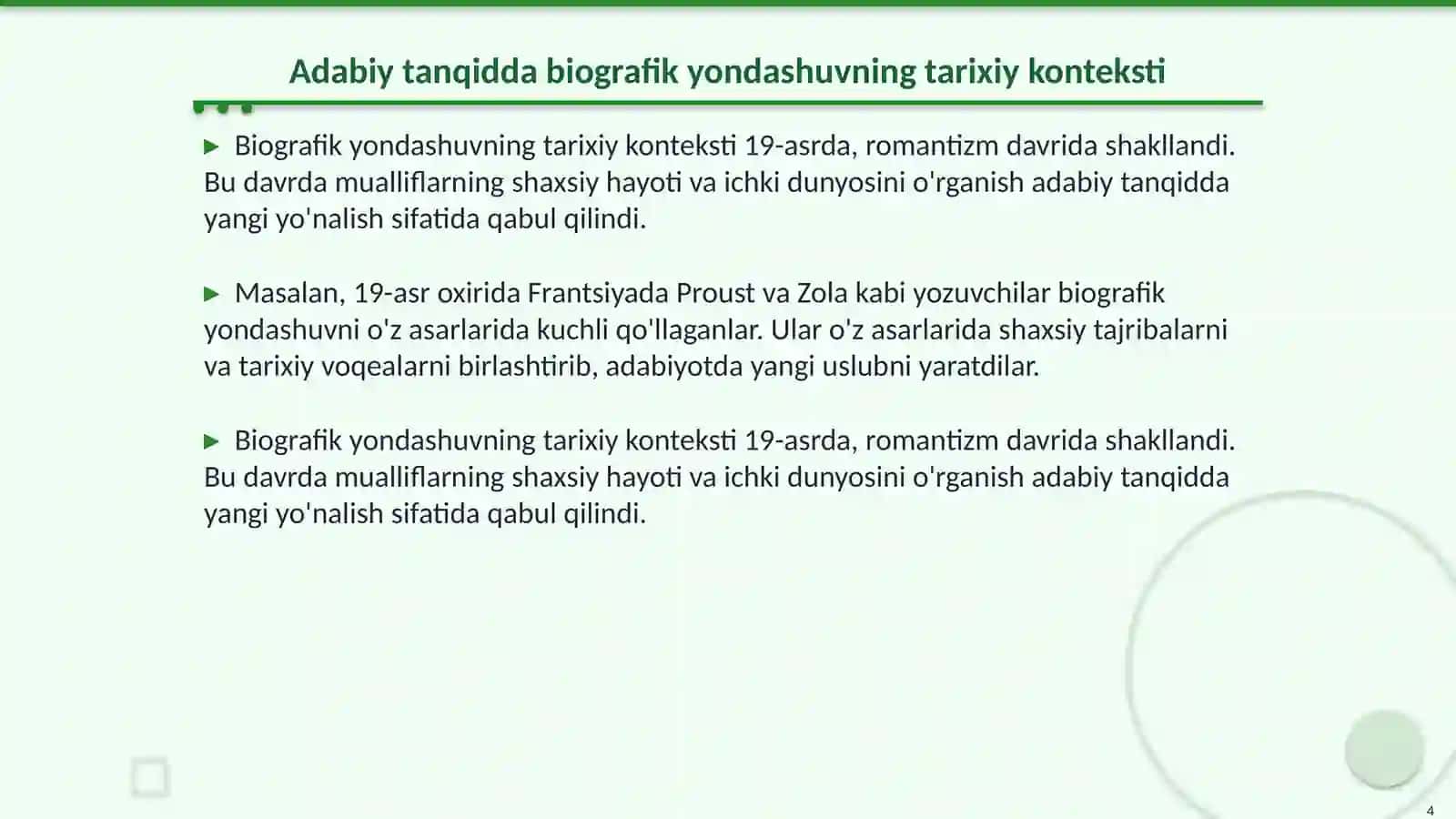 Adabiy tanqidda biografik, tarixiy-funksional, ontologiya va qiyosiy yondashuv 4