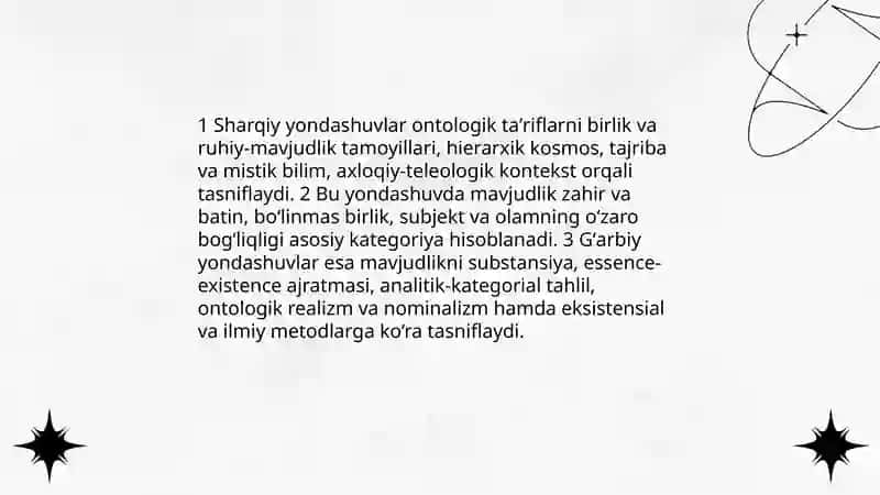 Falsafaning mazmuniga oid Sharq va Gʻarb mutafakkirlarining taʼriflarini tasniflash 4