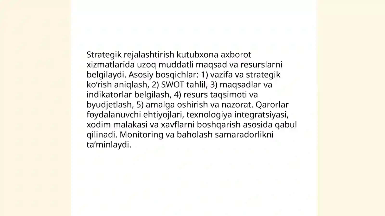 Kutubxona axborot faoliyati menejmentida qaror qabul qilish va qarorni amalga oshirish 4