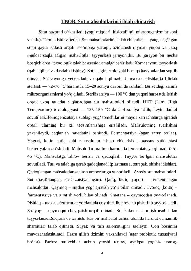 Sut mahsulotlarini ishlab chiqarish 4