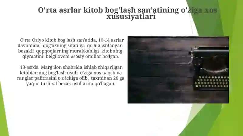 O'rta osiyoning kitobat va tuzuv madaniyati tarixi 4