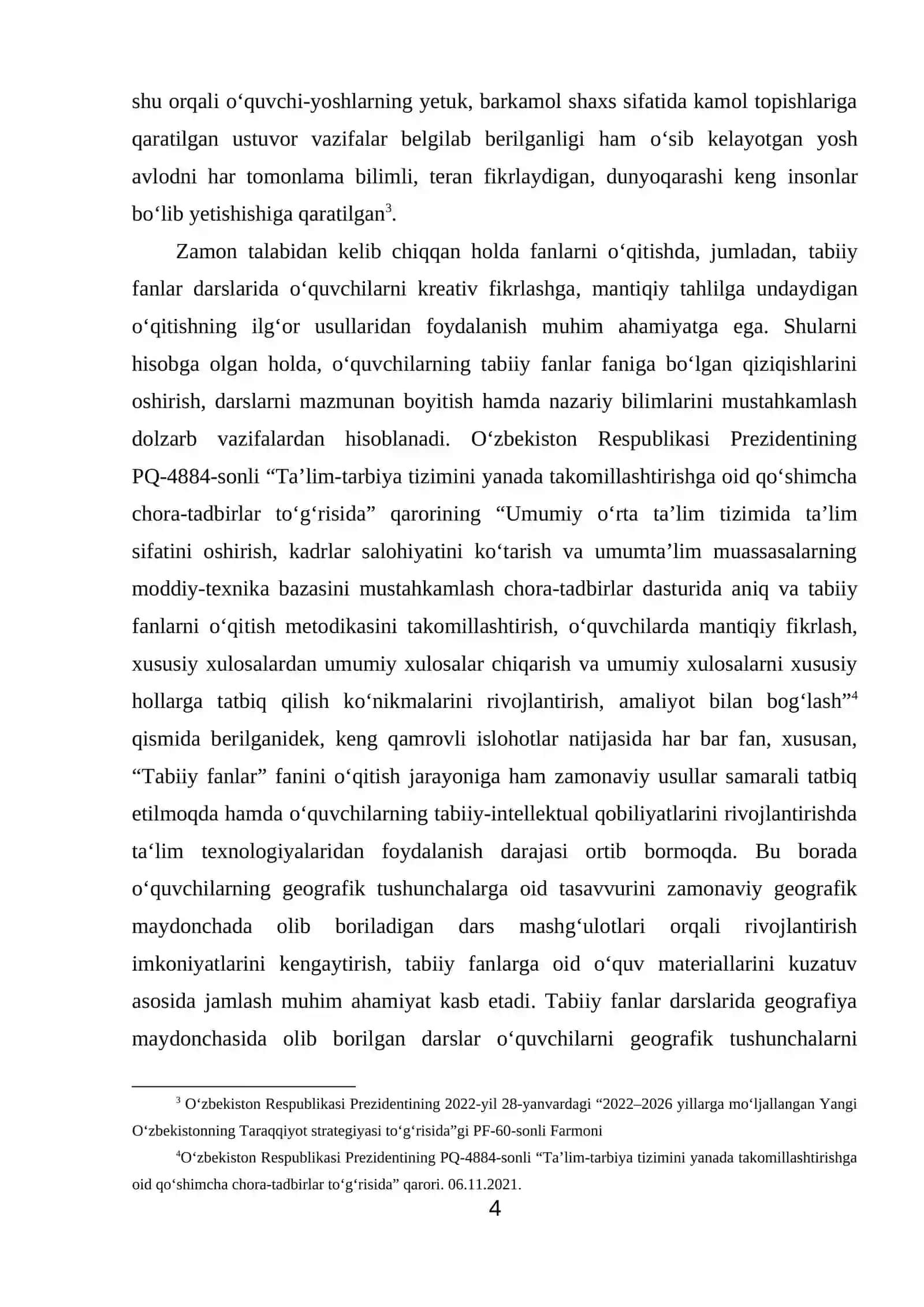 BOSHLANG‘ICH  TA’LIM TABIIY FANLAR DARSLARIDA GEOGRAFIK TUSHUNCHALARNI SHAKLLANTIRISHDA GEOGRAFIYA MAYDONCHASINING AHAMIYATI 4