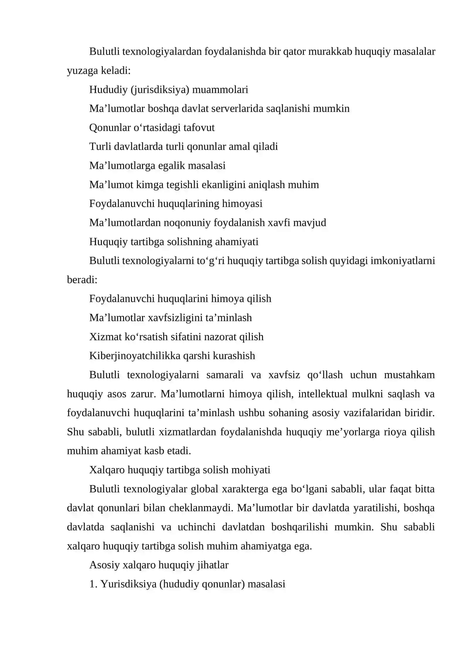 BULUTLI TEXNOLOGIYALARDAN FOYDALANISHNING HUQUQIY VA AXLOQIY JIHATLARI 4
