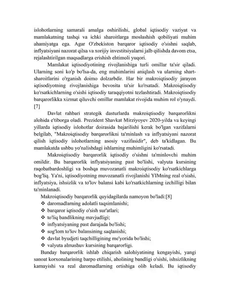 YALPI ICHKI MAHSULOT O'SISHI VA INFLATSIYA DARAJASINING MAKROIQTISODIY BARQARORLIKKA TA'SIRI 4