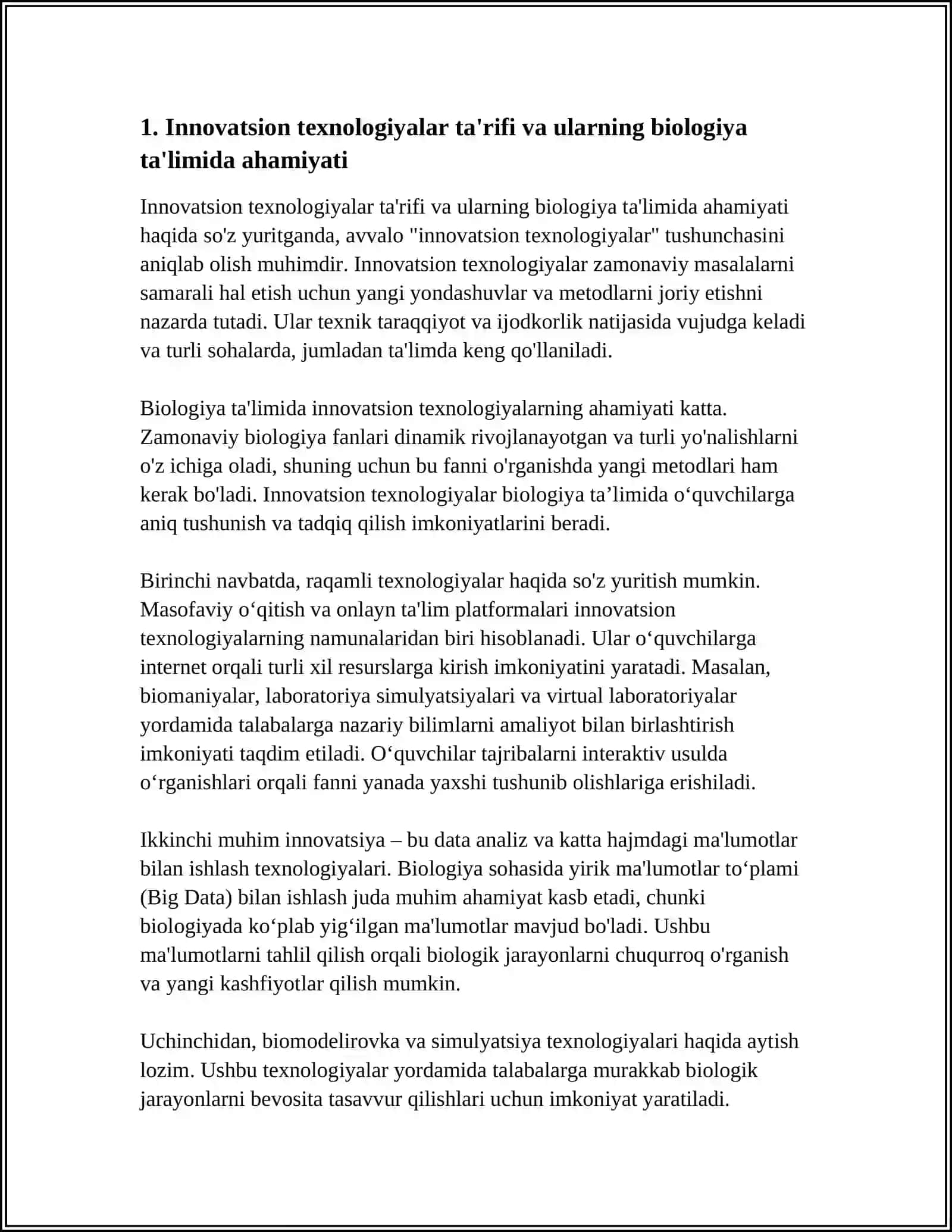 BIOLOGIYA FANI OʻQITUVCHISI NING INNOVATSION FAOLIYATI 4