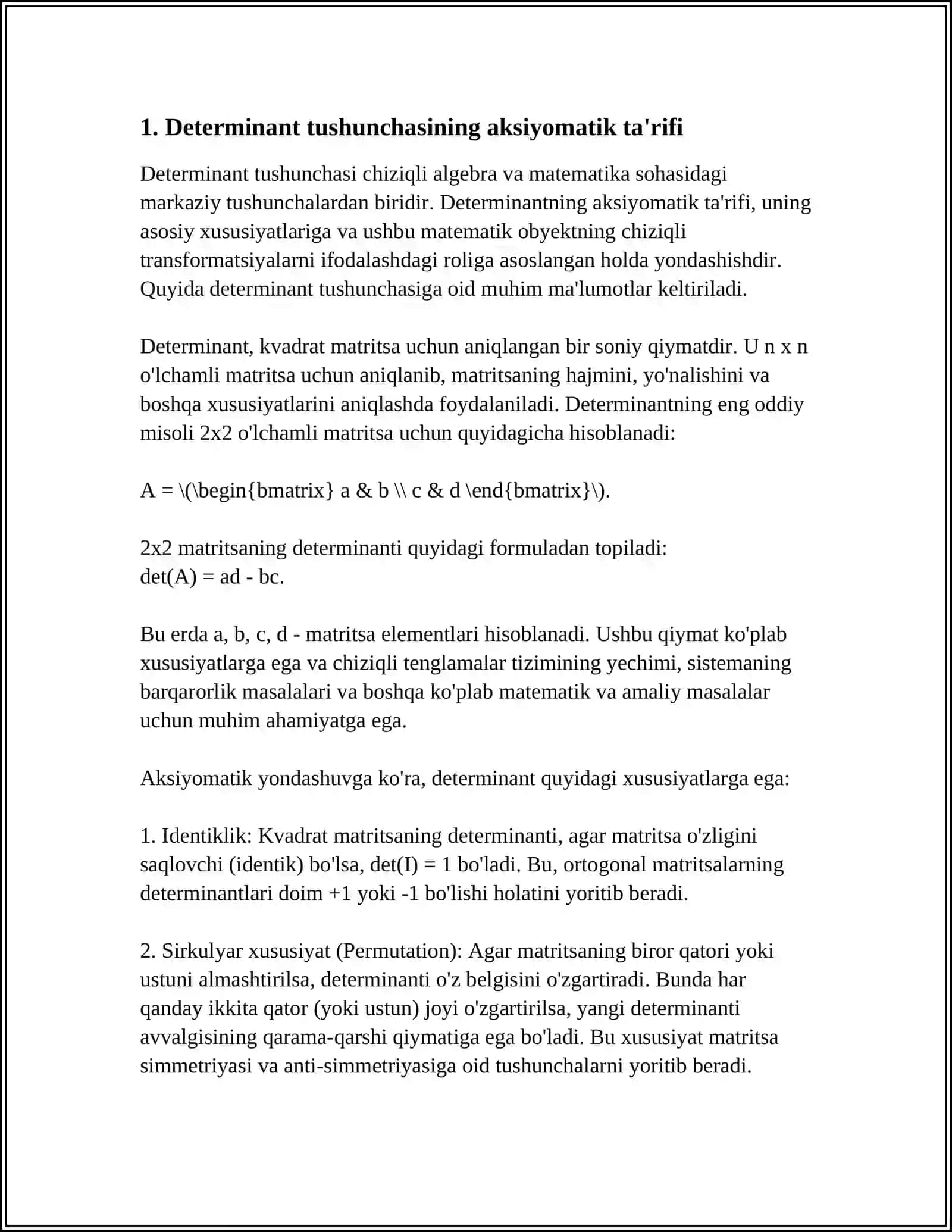 DETERMINANTLAR NAZARYASINI AKSIYOMATIK QURISH 4