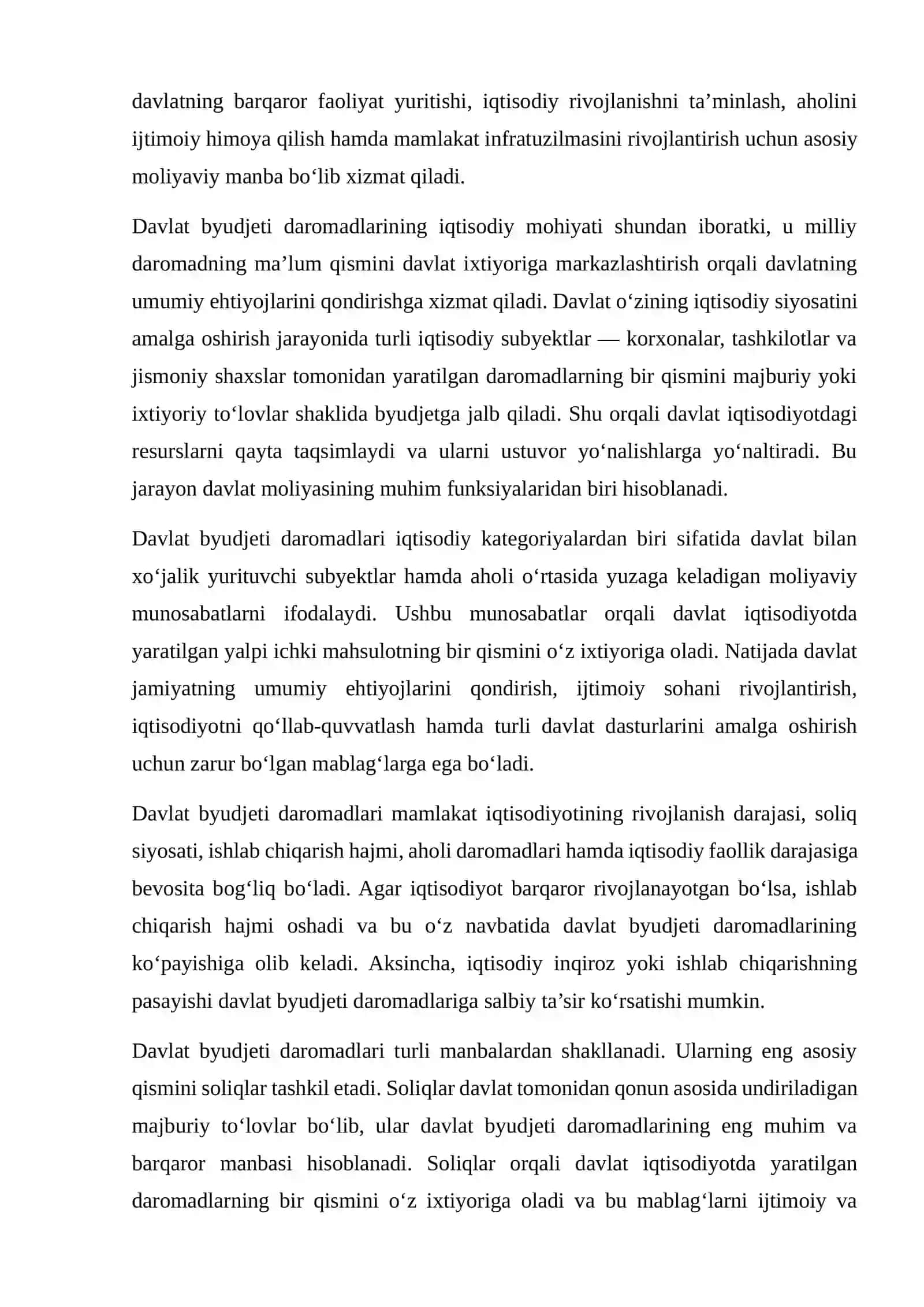 Davlat Byudjeti Daromadlari Tarkibida Soliqlarning Tutgan O‘rni va Ahamiyati 4