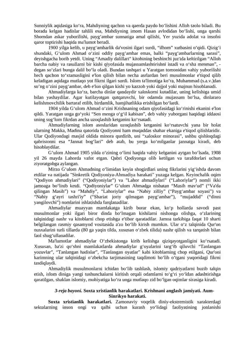 ZAMONAVIY DINIY HARAKATLAR VA SEKTALAR 4
