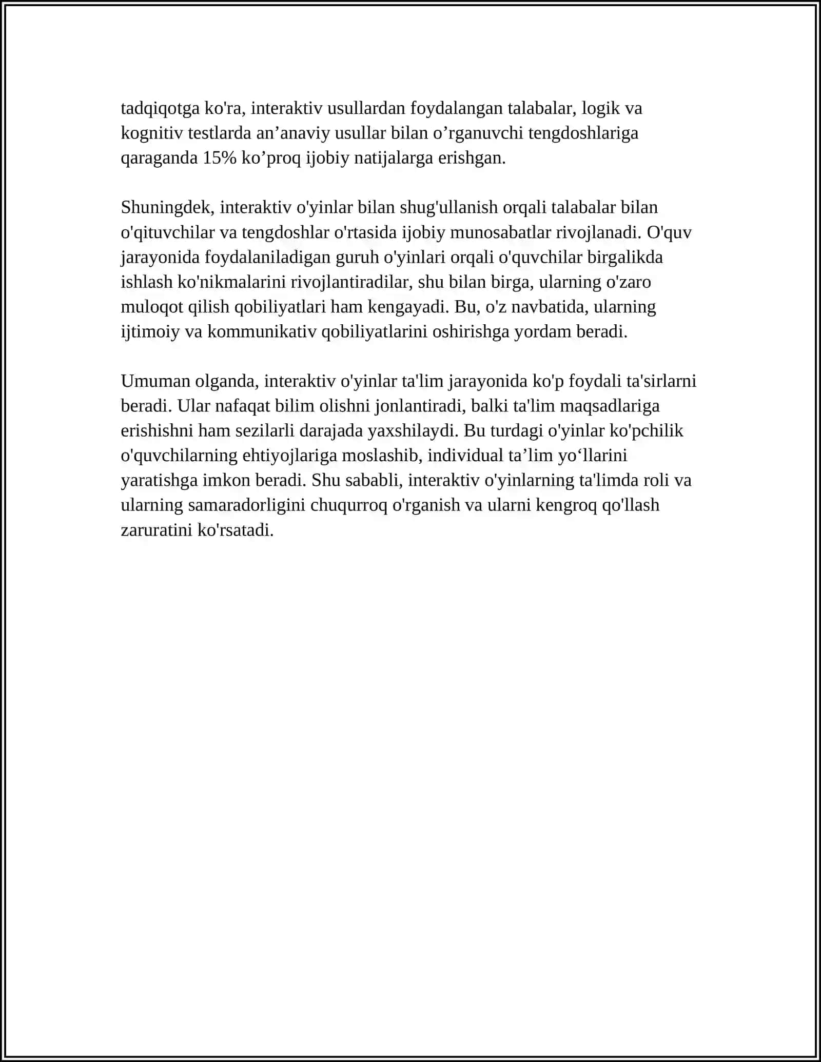 KASBIY TA'LIM METODIKASI FANINI O'QITISHDA INTERAKTIF O'YINLARNING AHAMIYATI 4
