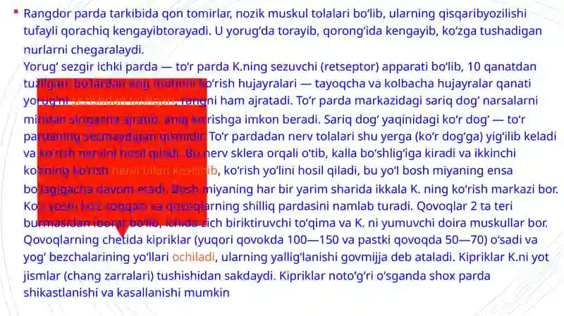 Koʻzning optik sistemasi va uning fizik xususiyatlari 4