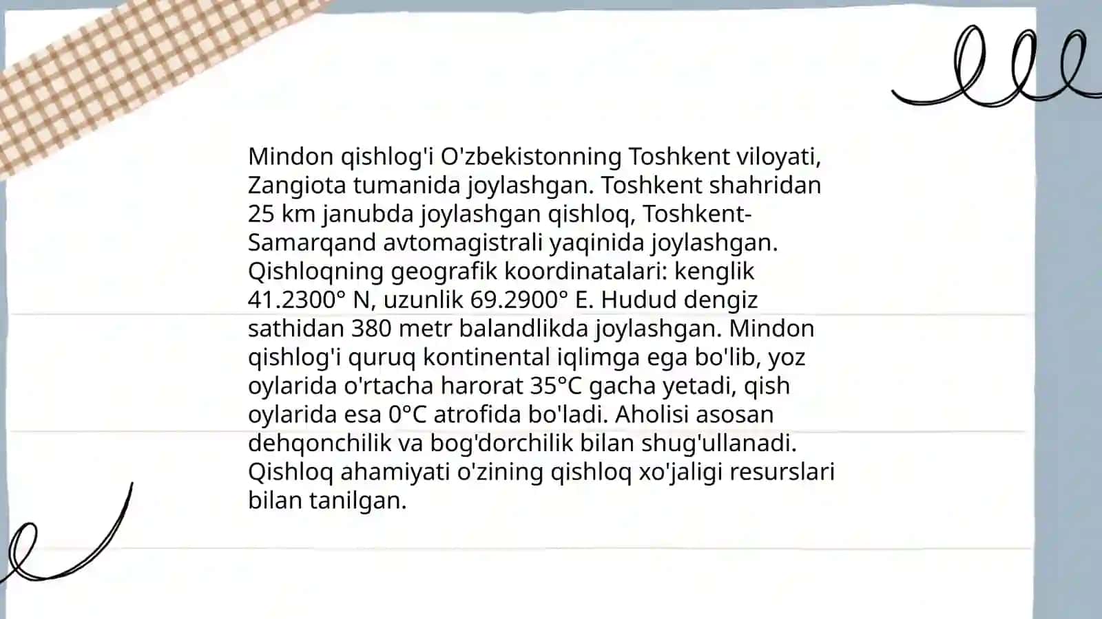 Mindon qishlog'ining tarixi va u haqida ma'lumot 4