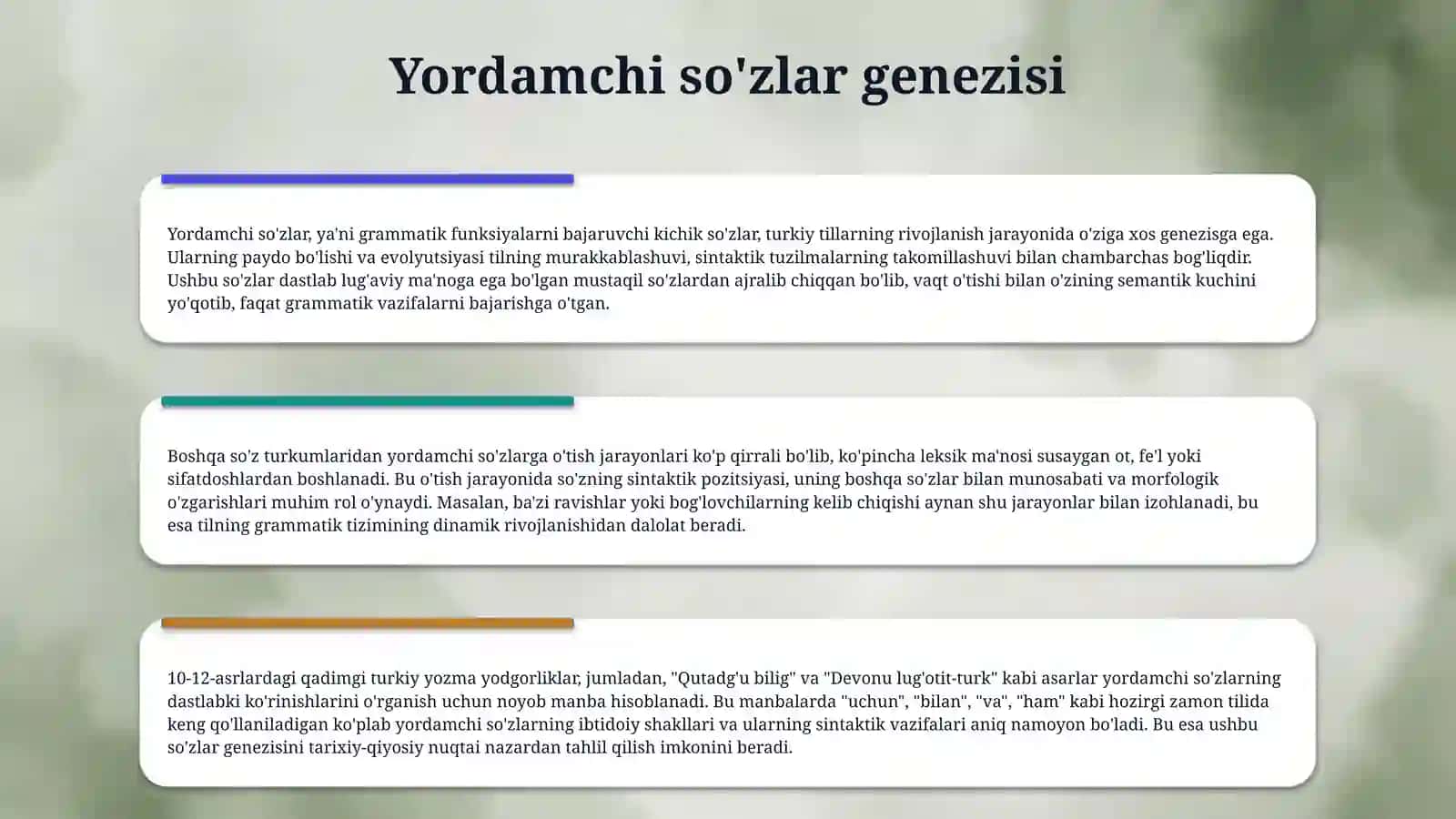 Qadimgi turkiy tilda yordamshi sõzlar. 4