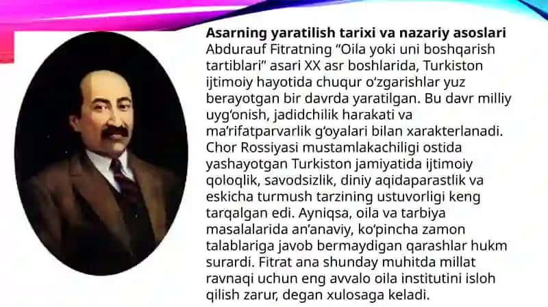 Abdurauf Fitratning "Oila yoki uni boshqarish tartiblari" 4