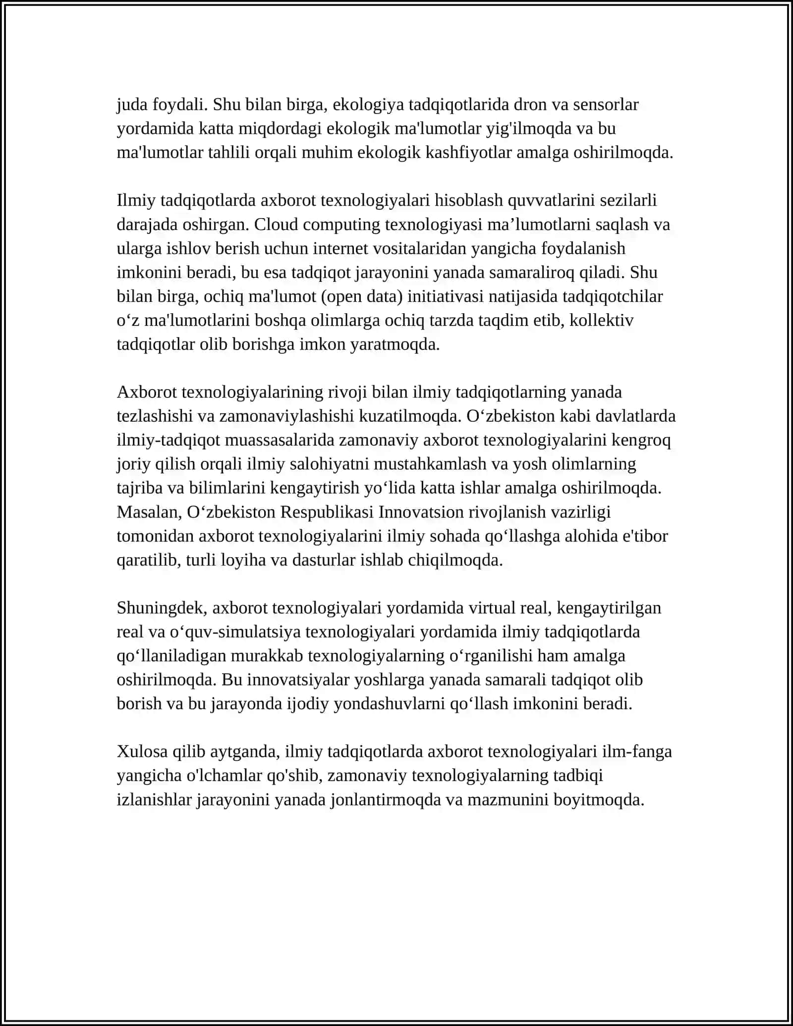 ILMIY TADQIQOTDA AXBOROT TEXNOLOGIYALARINING O'RNI 4