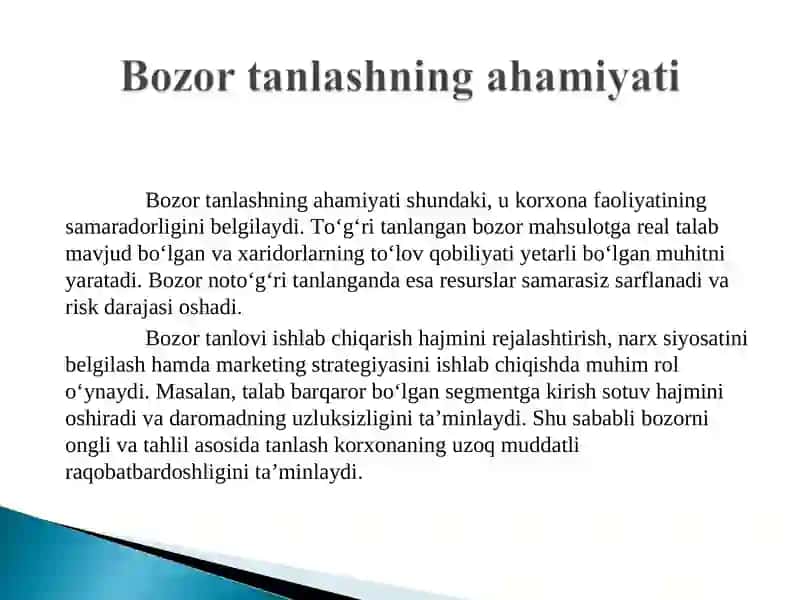 Tovar bozorini tanlash 4