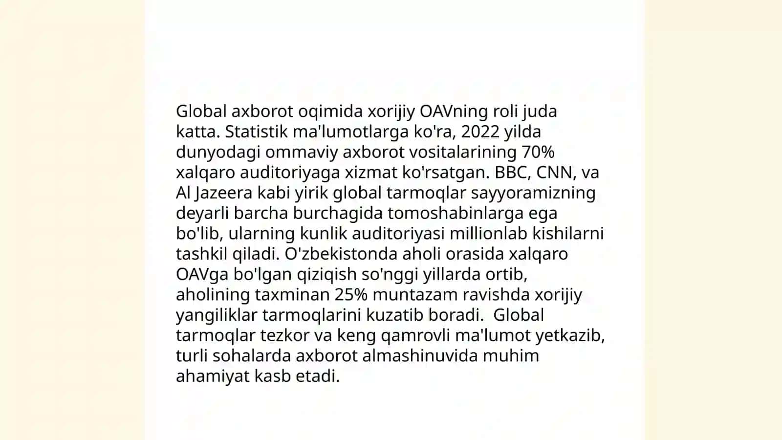 Xorijiy ommaviy axborot vositalarini media zamondagi oʻrni 4