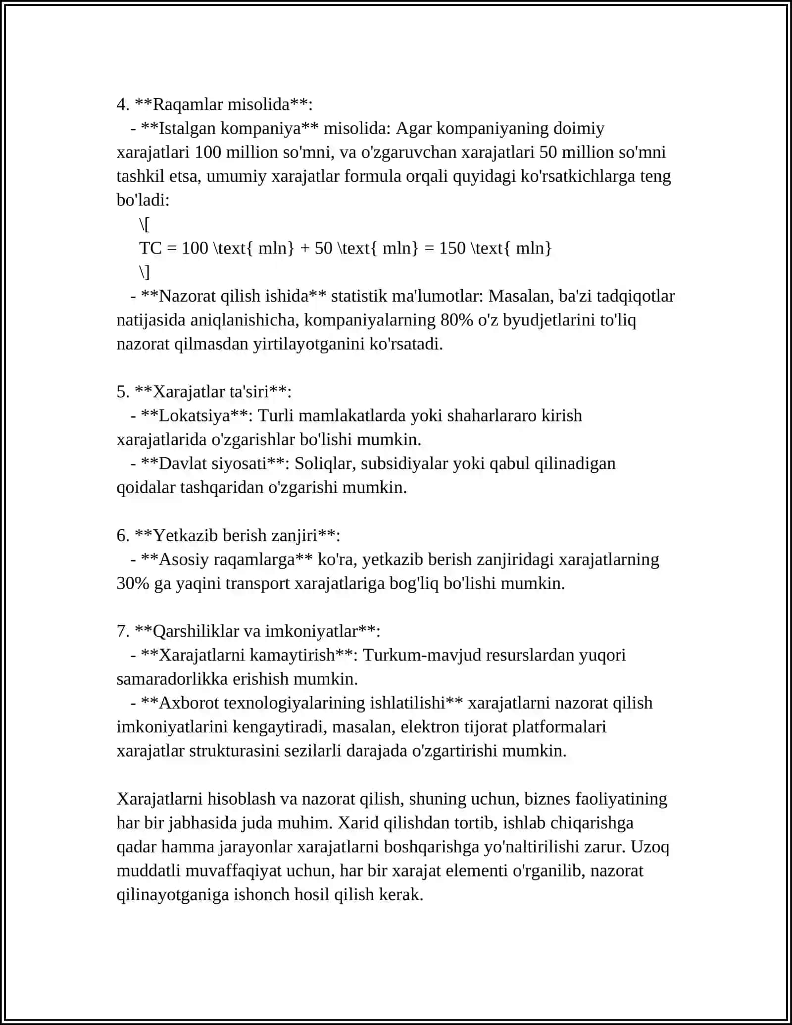 Xarajatlarni hisoblash va nazorat qilish 4