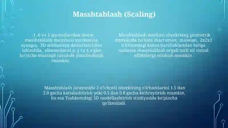 Elementlar uchun 3D transformatsiya o'rnatish 4