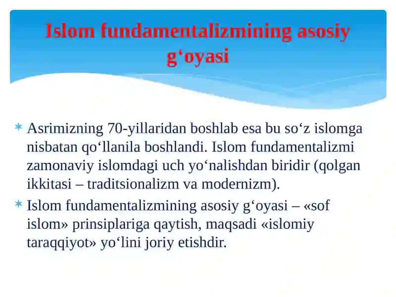 Diniy fundamentalizm, radikalizm va terrorizmning tarixi va yo'nalishlari 4
