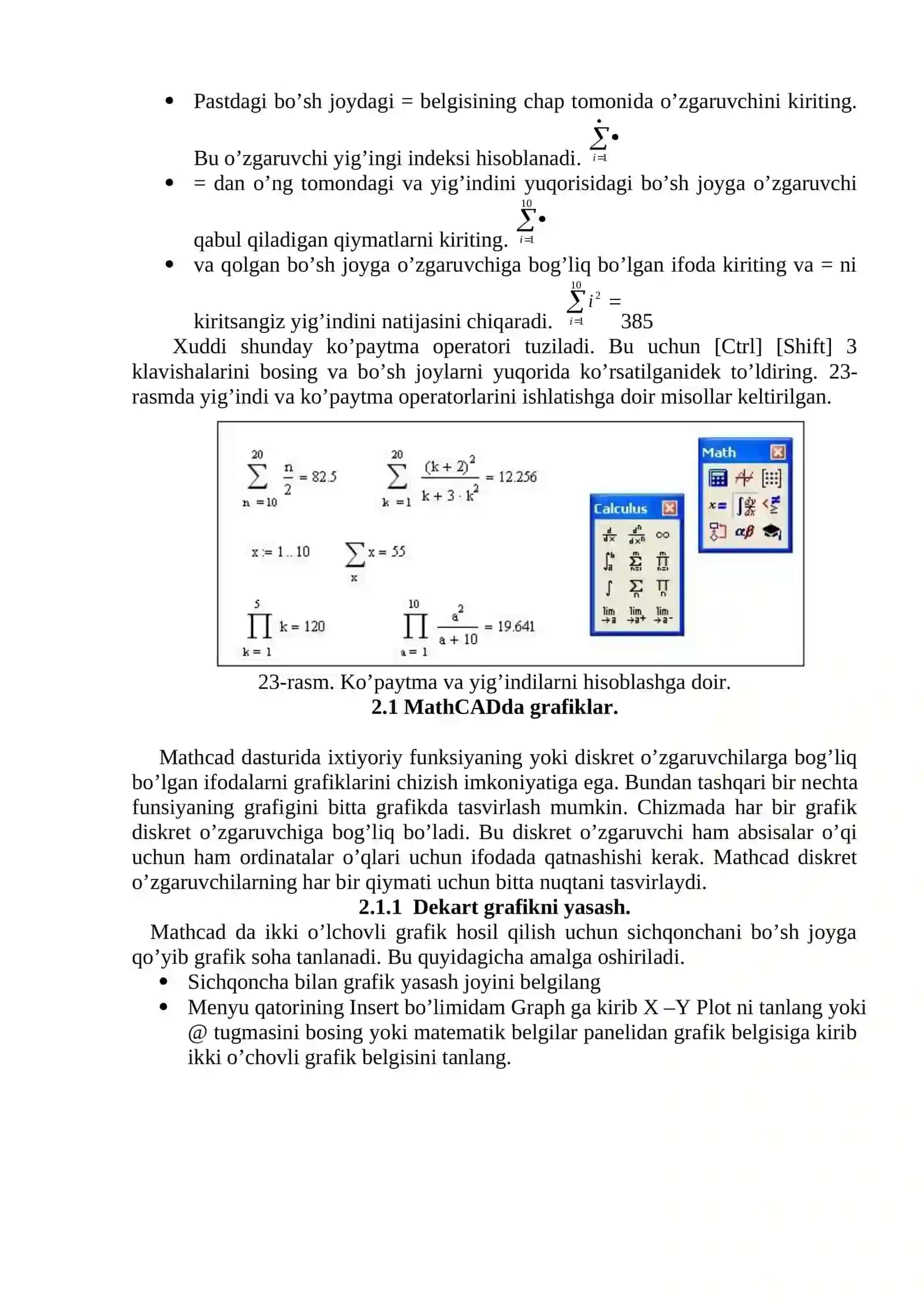 MATHCADDA MATEMATIK ANALIZ MASALALARINI YECHISH 4