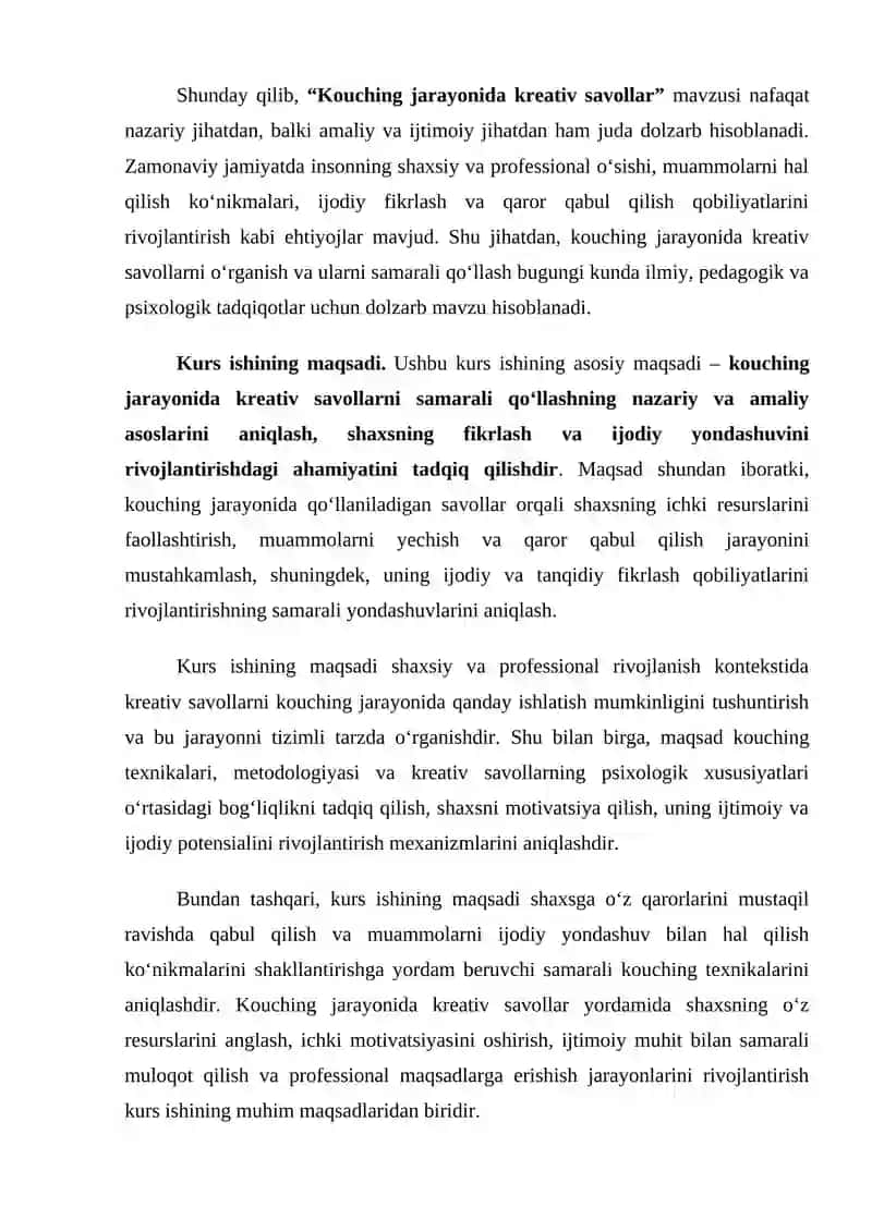 Kouching jarayonida kreativ savollar 4