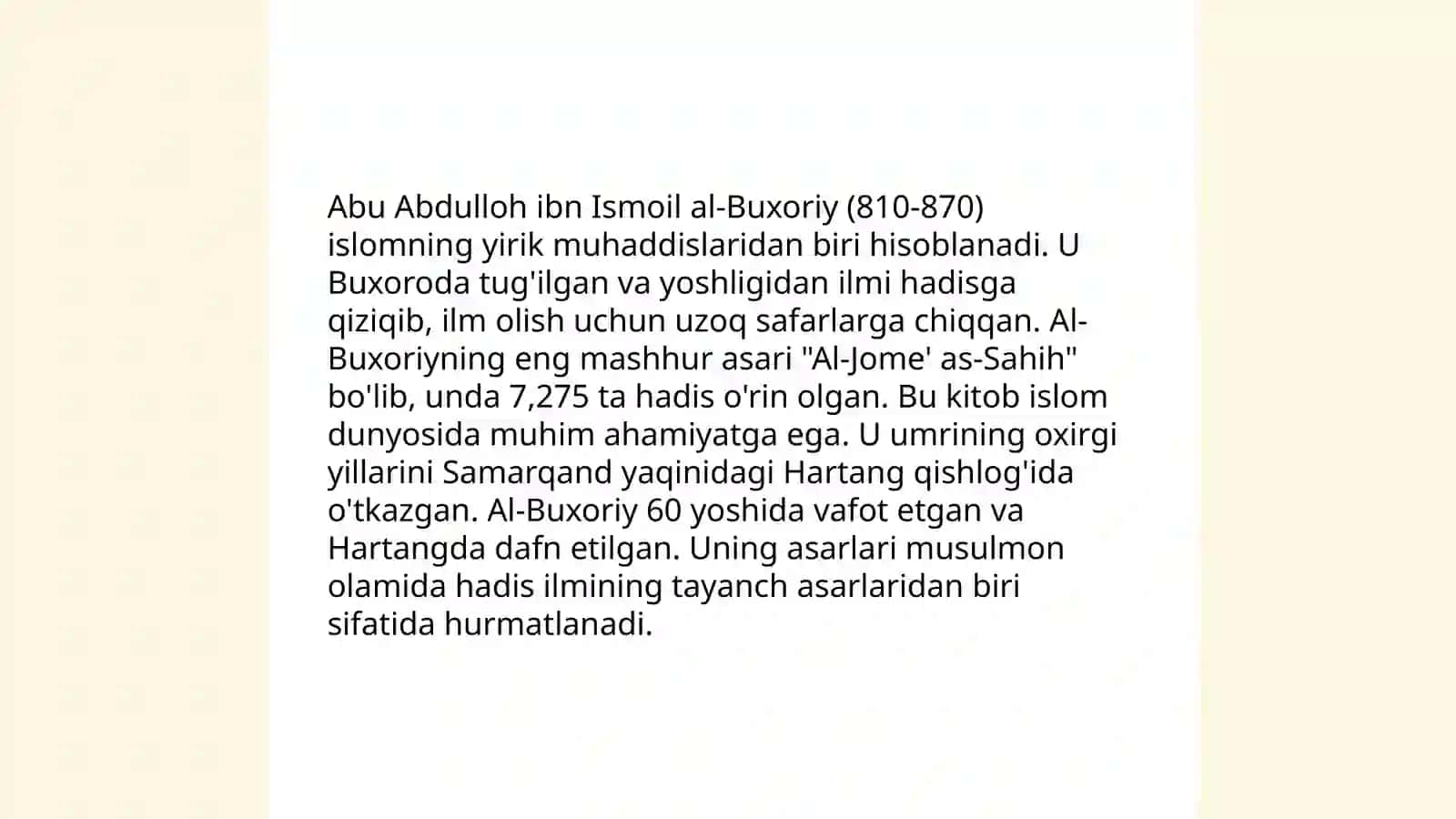 Abu Abdulloh ibn Ismoil al Buxoriyning "Al adab al-mufrad" kitobi haqida 4