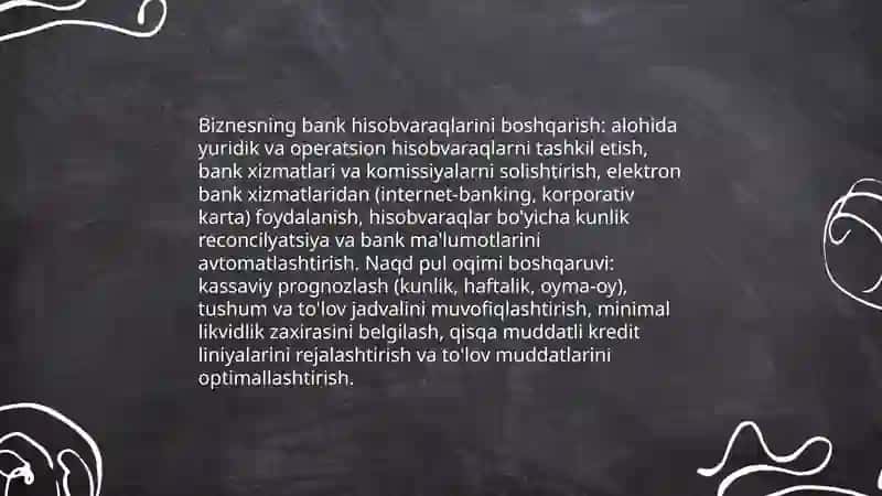Biznesni bank, soliq va audit bilan aloqlari 4