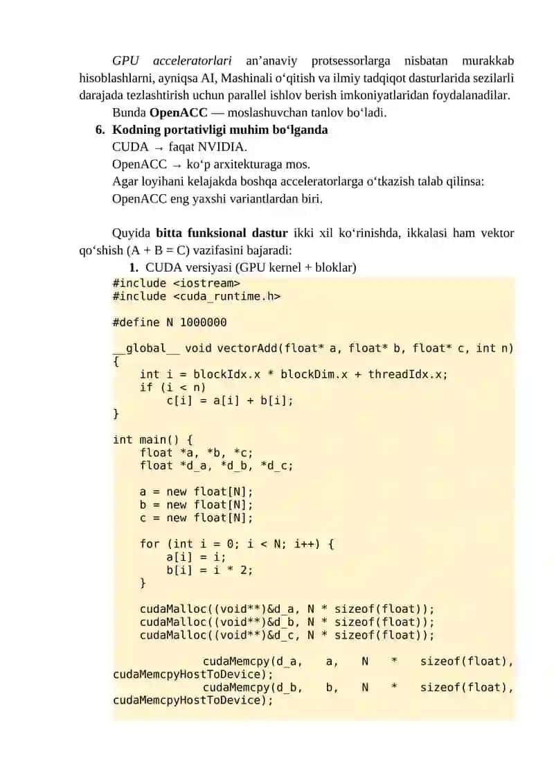 OpenACC hisoblash ko‘rsatmalarini qo‘shish 4