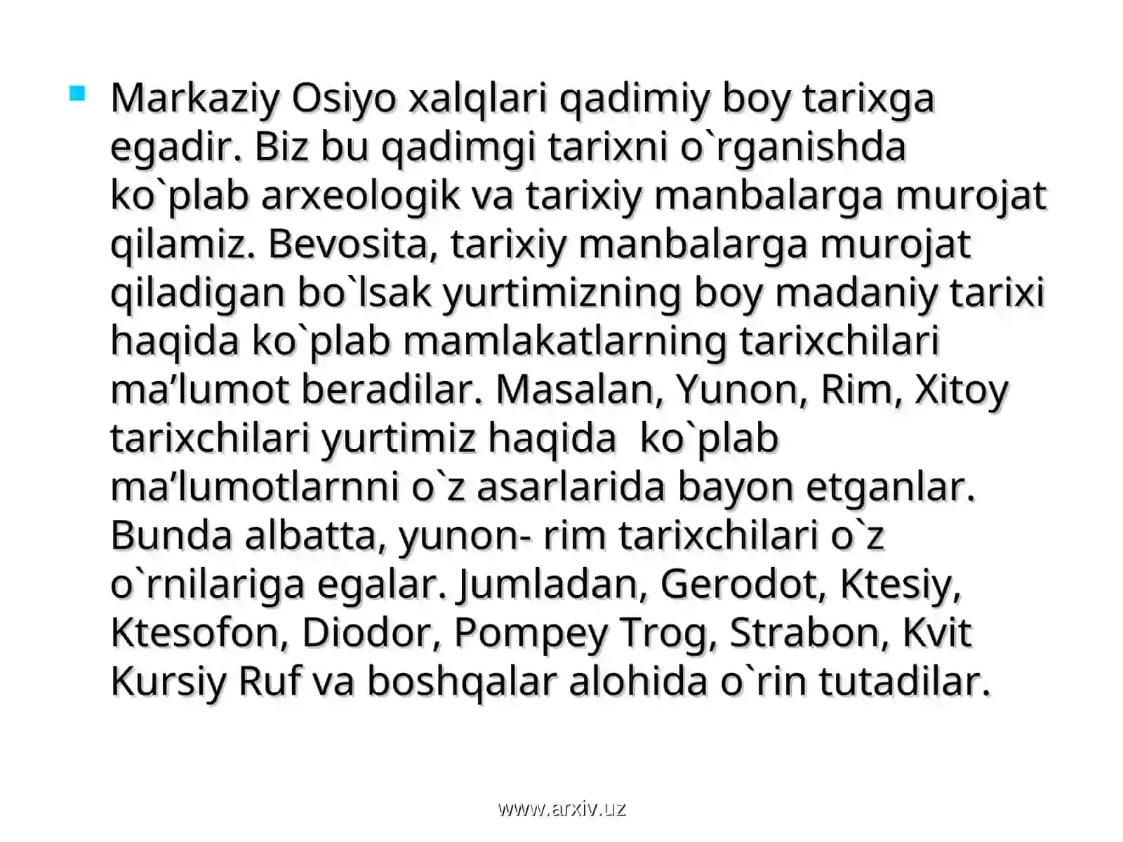Markaziy Osiyo xalqlari tarixi bo'yicha qadimgi manbalar 4