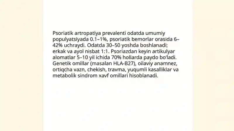 Psoriatik artropatiya. Tekshirish va davolash usullari 4