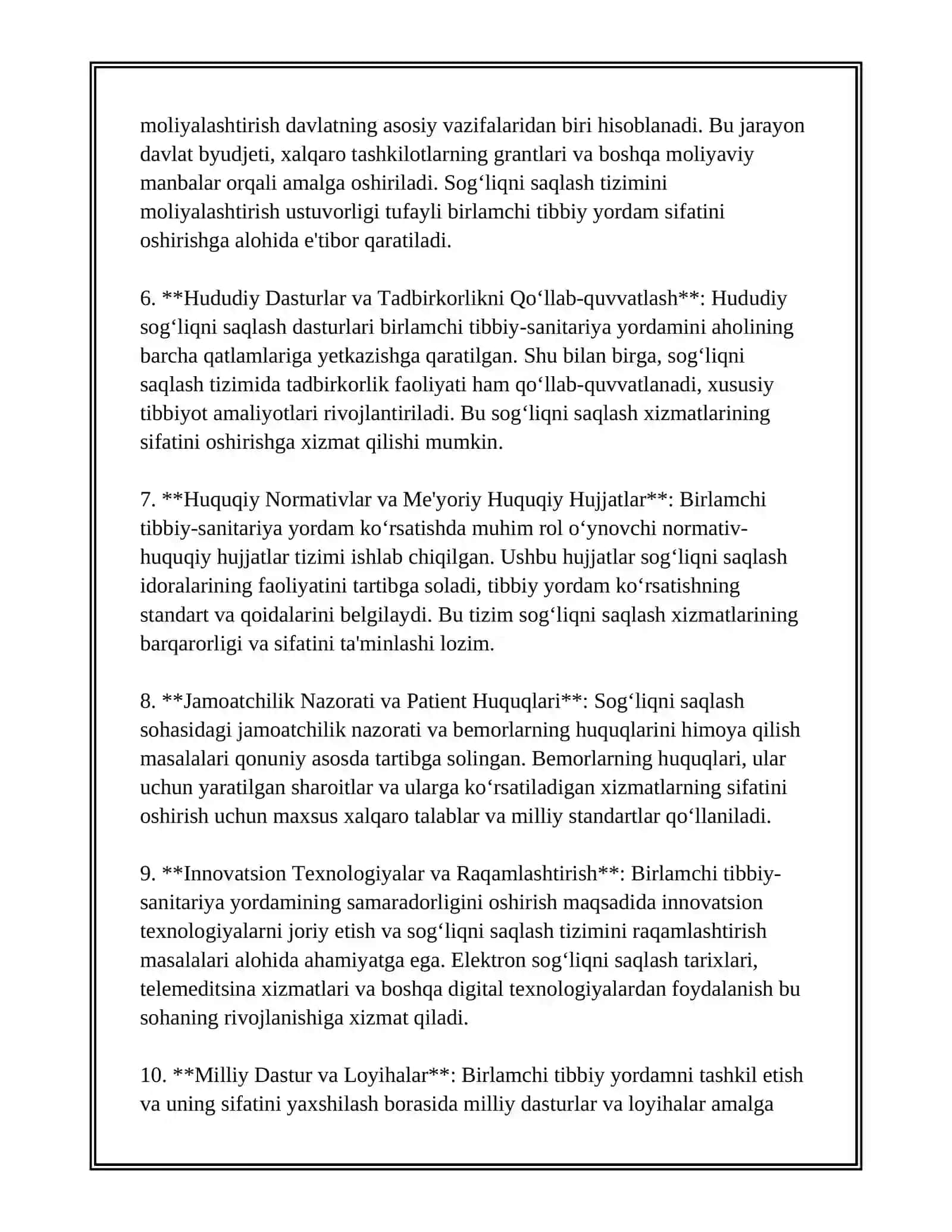 BIRLAMCHI TIBBIY-SANITARIYA YORDAMINI TASHKIL ETISH HAQIDA 4
