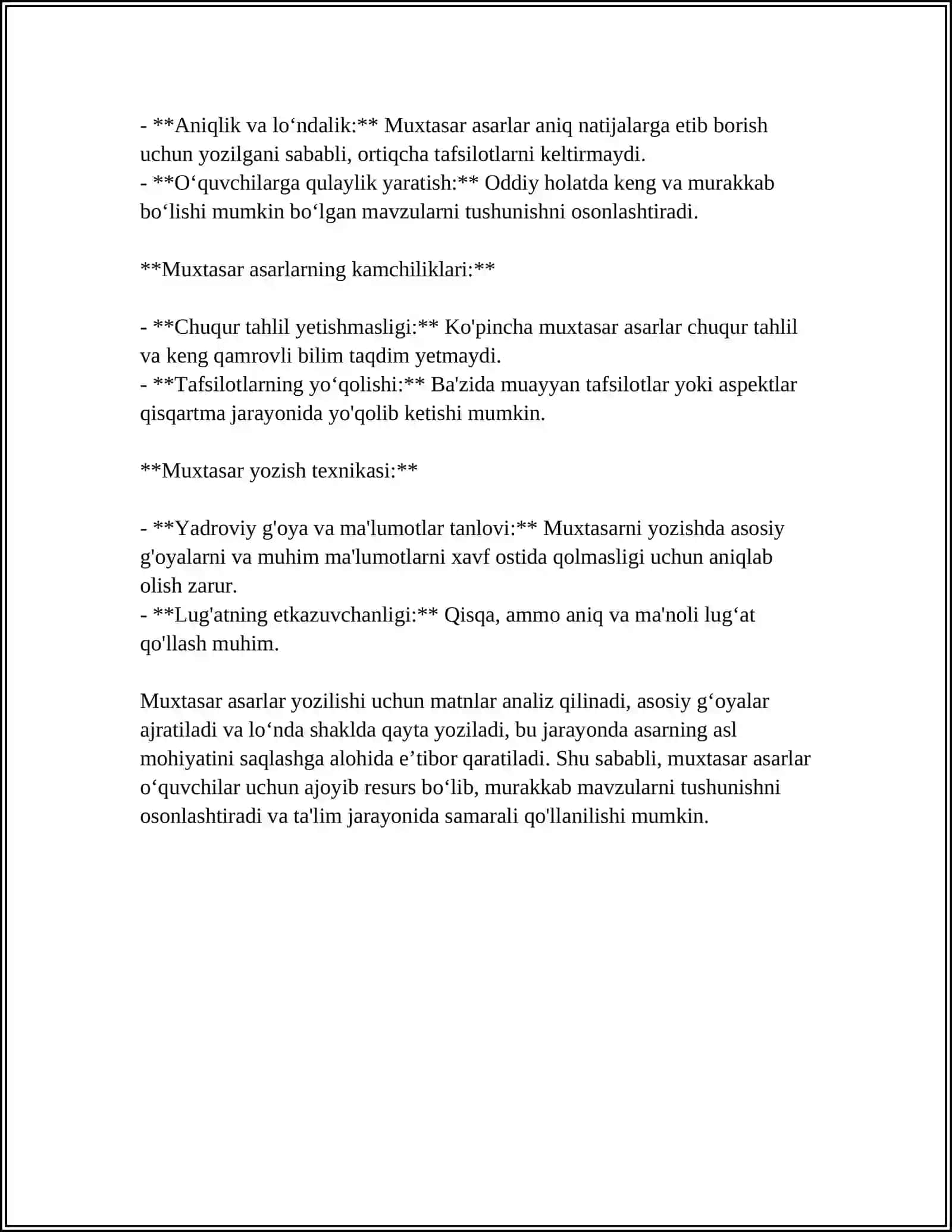 "MUXTASAR" ASARINI OʻQIB OʻRGANISH, "FITRATNING "ADABIYOT QOIDALARI" ASARINI OʻQIB OʻRGANISH" 4