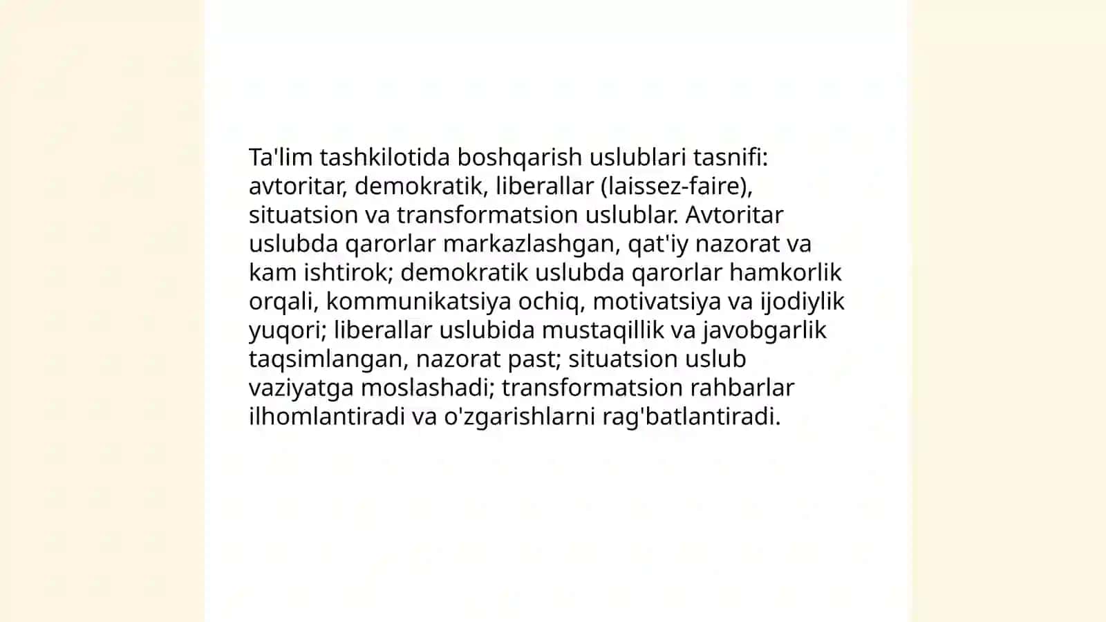 Ta'lim tashkilotida boshqarish uslublari 4