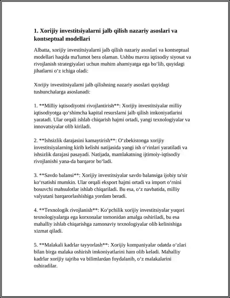 Xorijiy investitsiyalarni jalb qilishning ilmiy - uslubiy asoslari 4