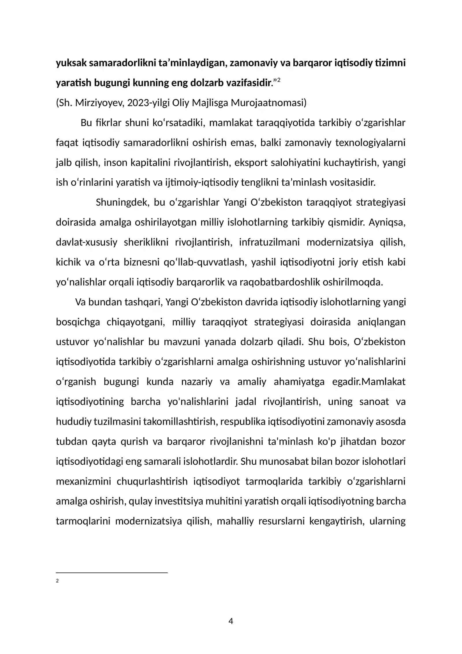 O'zbekiston iqtisodiyotida tarkibiy o’zgarishlarni amalga oshirishning ustuvor yo’nalishlari 4