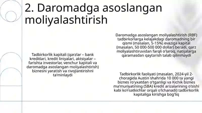 Tadbirkorlik faoliyati va tadbirkorlik kapitali 4