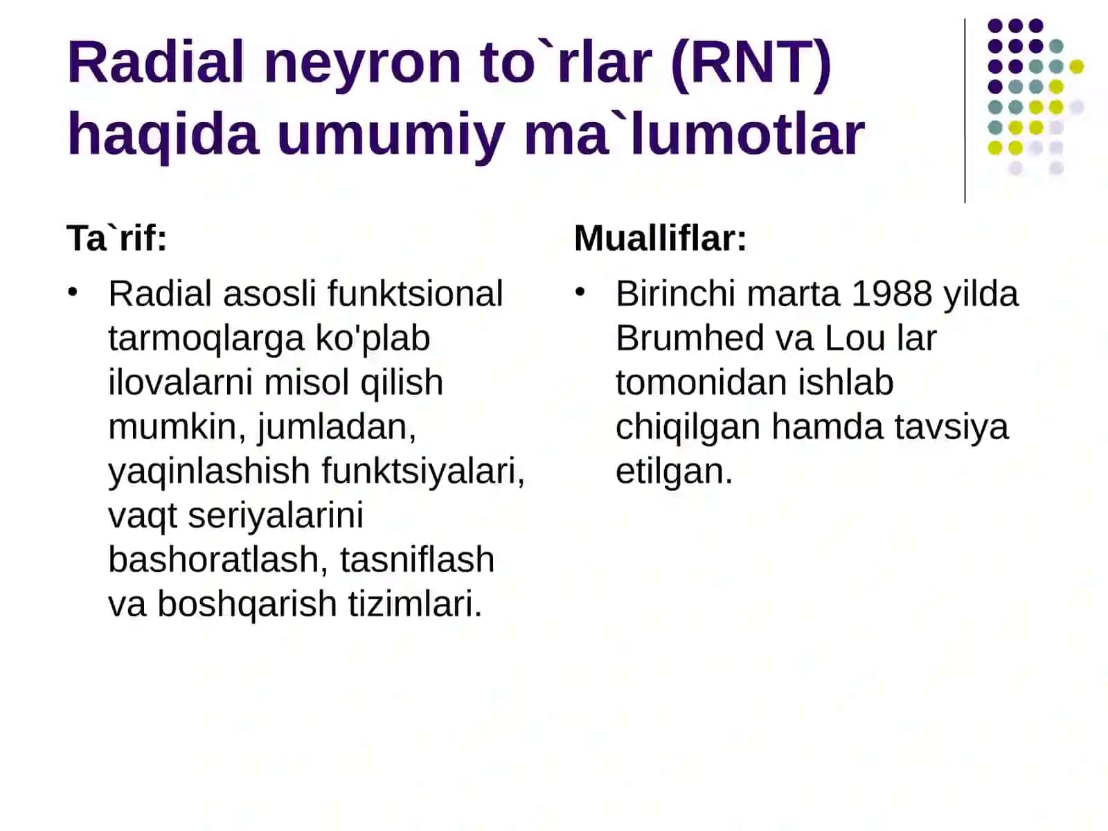 Radial neyron to`rlar 4