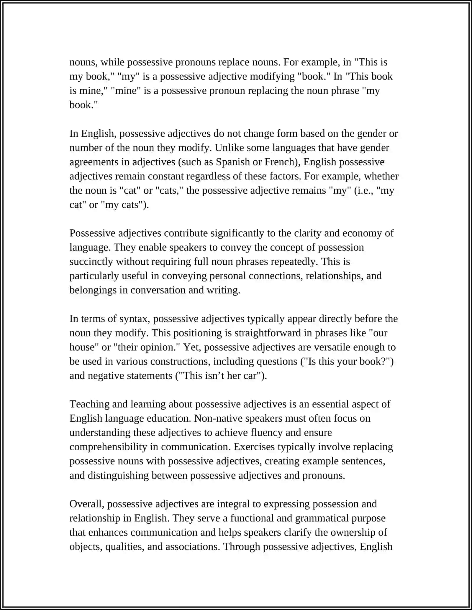 POSSESSIVE ADJECTIVES 4
