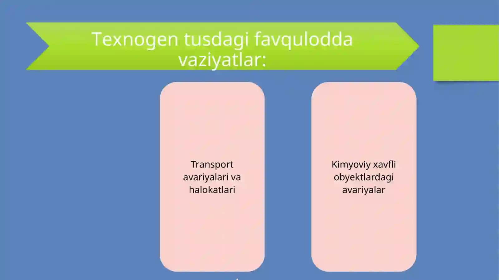TАBIIY, TEXNOGEN, EKOLOGIK VA IJTIMOIY TUSDAGI FAVQULOTDA VAZIYATLARDA HAYOT FAOLIYATI XAVFSIZLIGI VA FUQARO MUHOFAZASI 4